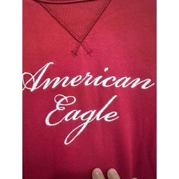 American Eagle Women's Red Oversized Fleece Graphic Crew Neck Sweatshirt Size L - Picture 6 of 6